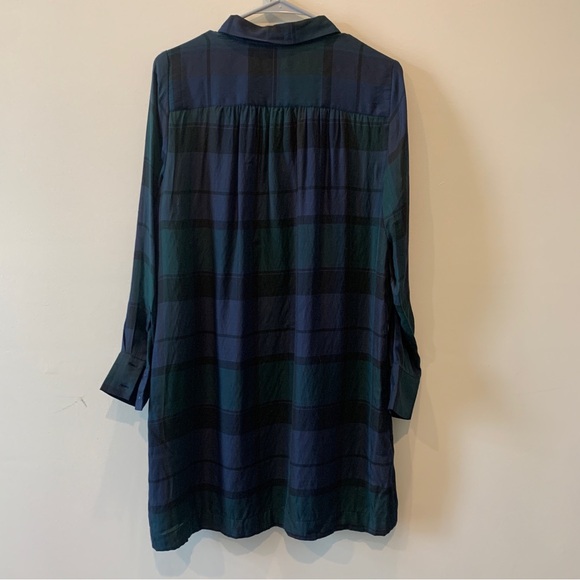 Loft // green black watch plaid long sleeves dress size small - Picture 4 of 8